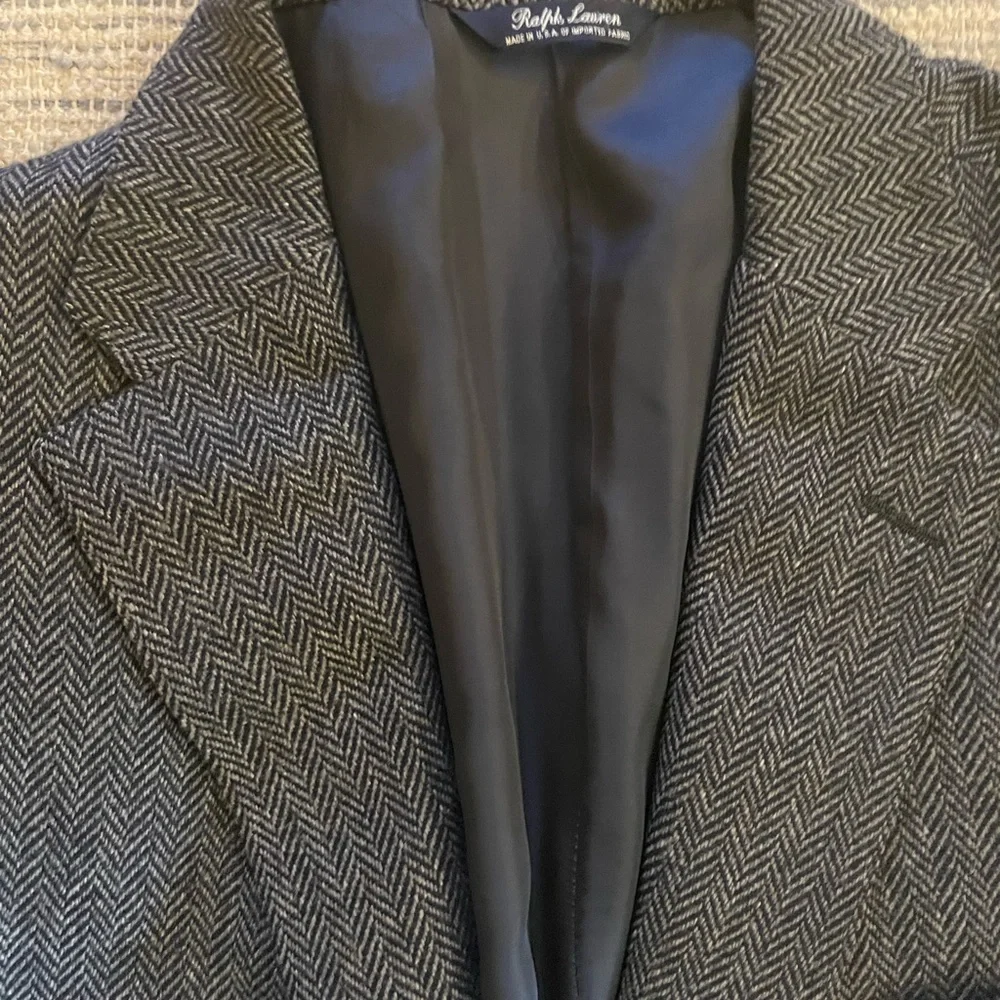 Ralph Lauren Made in USA Rare Blue Script Label Vintage Herringbone Jacket 44‎